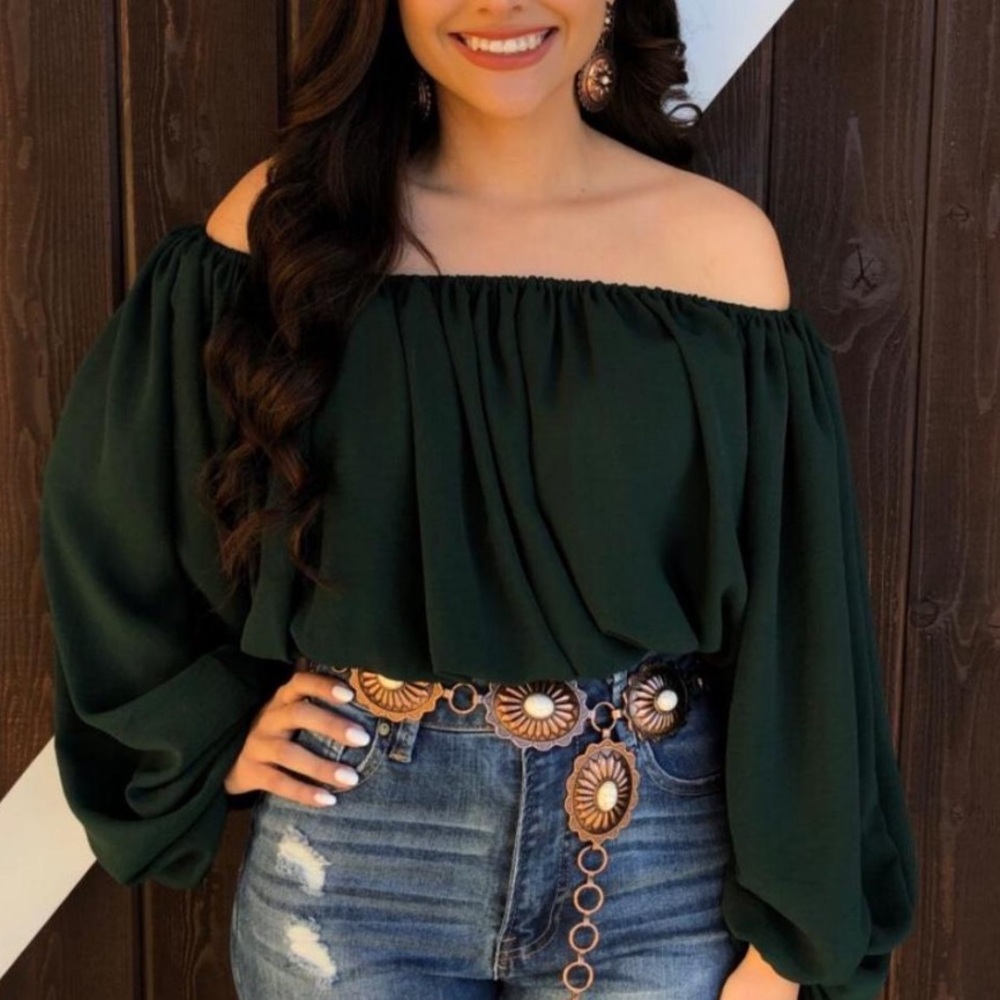 Emerald green Off the shoulder top